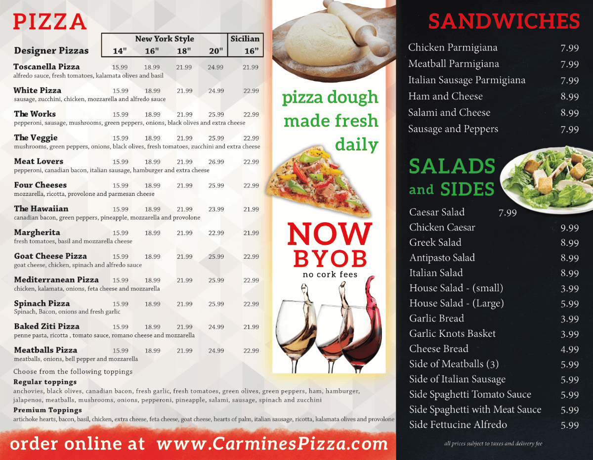 back of menu
