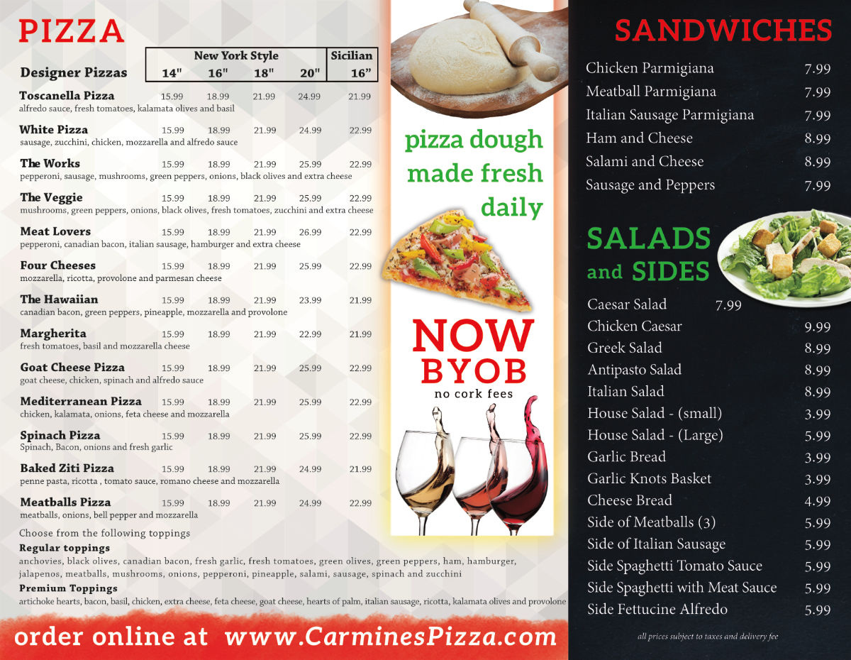 back of menu
